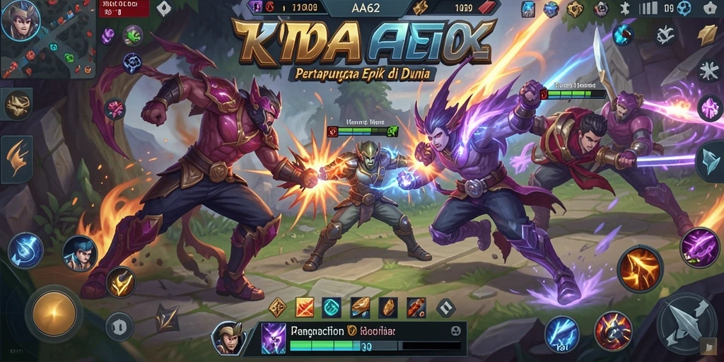 Tampilan aksi seru dalam gameplay MOBA AA62.