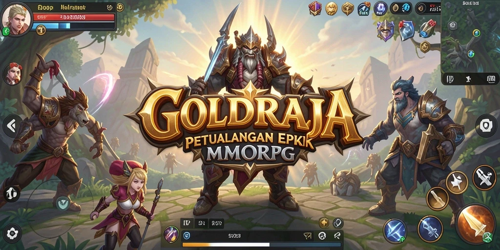 Tampilan gameplay epik di dalam dunia GOLDRAJA yang penuh petualangan.