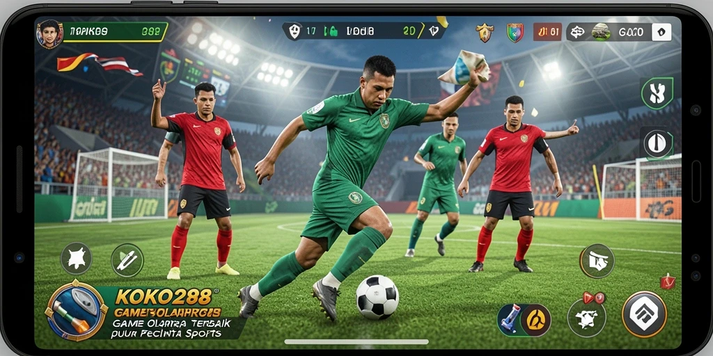 Tampilan gameplay <strong>KOKO288</strong> dengan grafik dan aksi olahraga yang mendebarkan.