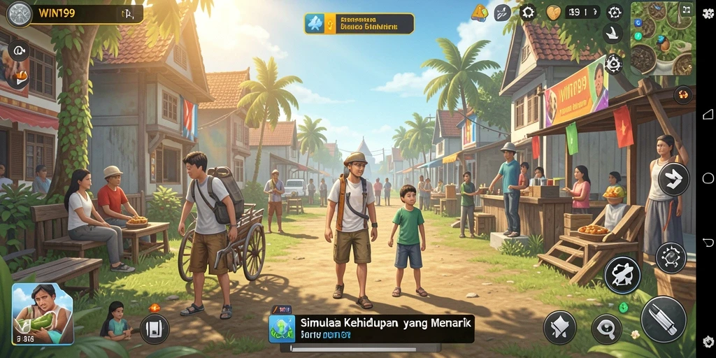 Tampilan utama gameplay WIN199 menunjukkan karakter berinteraksi dalam lingkungan yang dinamis.